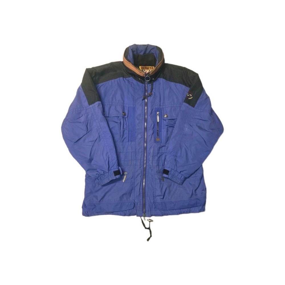 Vintage Obermeyer Skiwear Nylon Insulated Size L Blue Full Zip Ski Jacket